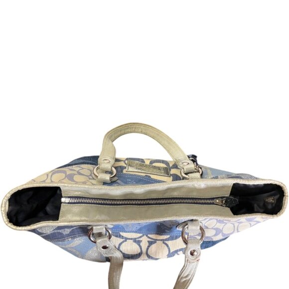 Coach Poppy Collection Blue Denim Patchwork with Silver Detail Tote Purse - Picture 12 of 16